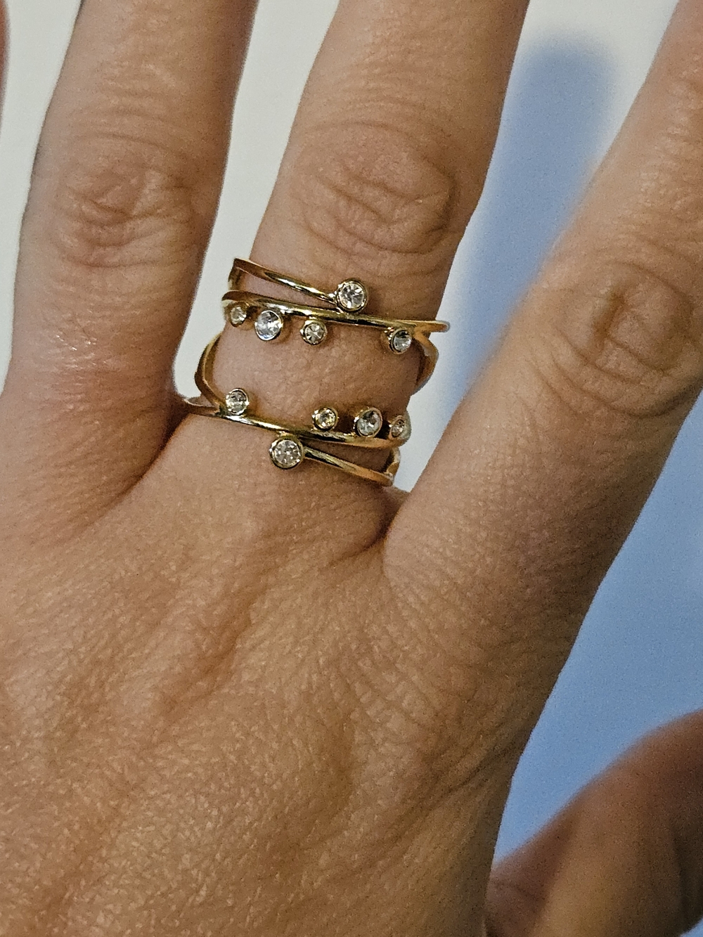 Stella & Dot Gold Stacked Crystal Dot Ring